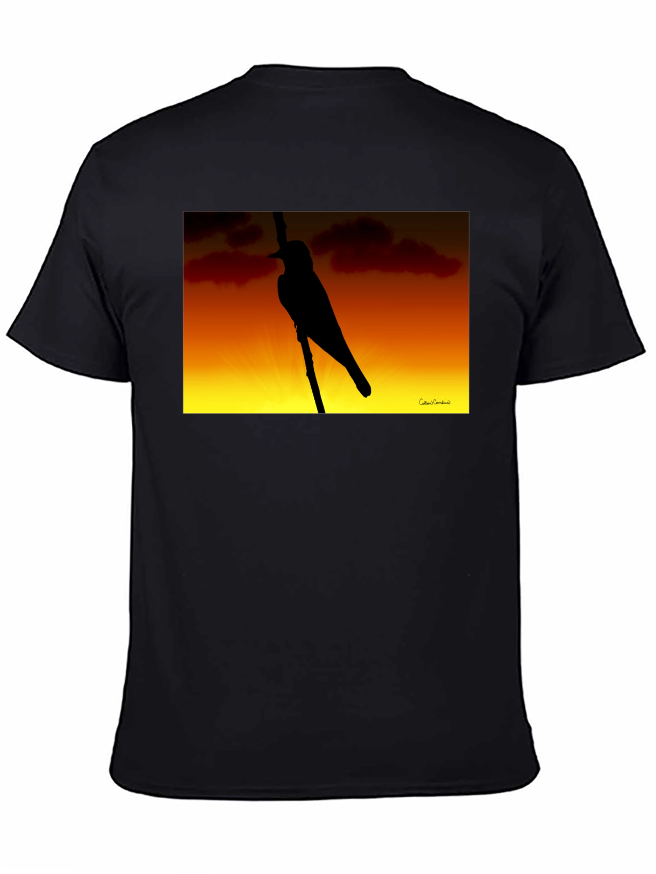 Sunset Bird Silhouette Graphic Tee - Black