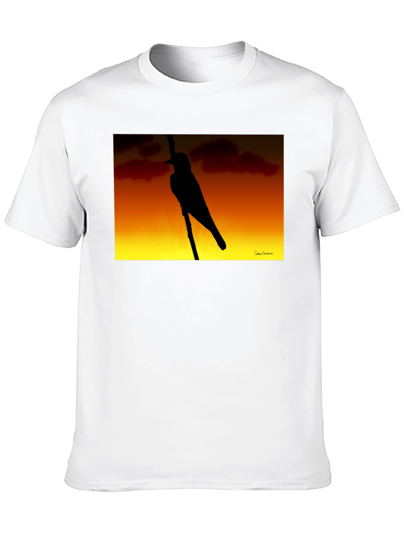 Sunset Bird Silhouette Graphic Tee - Black