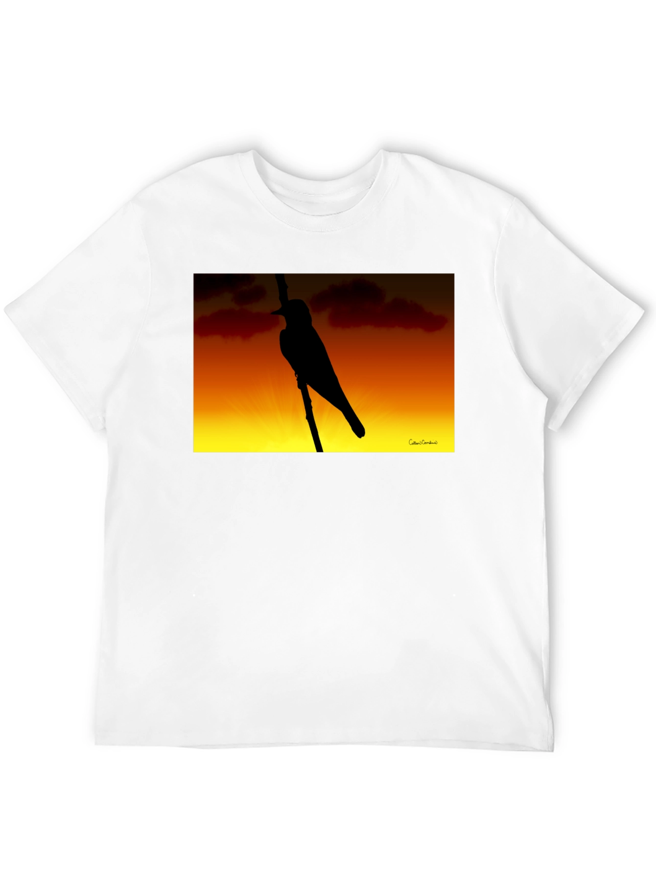 Sunset Bird Silhouette Graphic Tee - Black