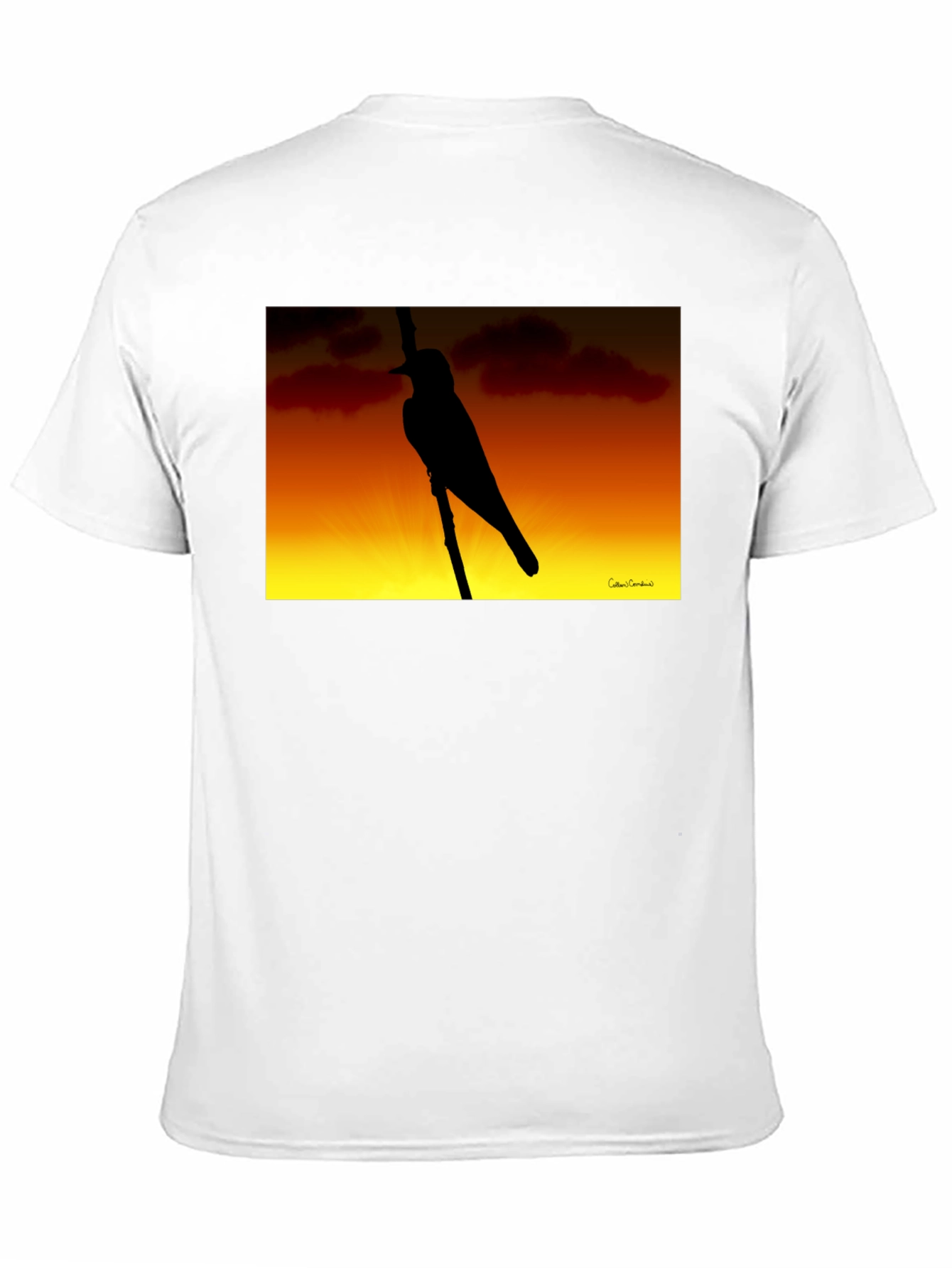 Sunset Bird Silhouette Graphic Tee - Black