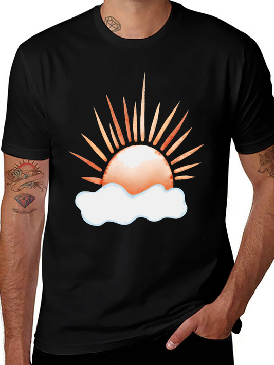 Sunset & Cloud Graphic Tee - Trendy Casual Comfort