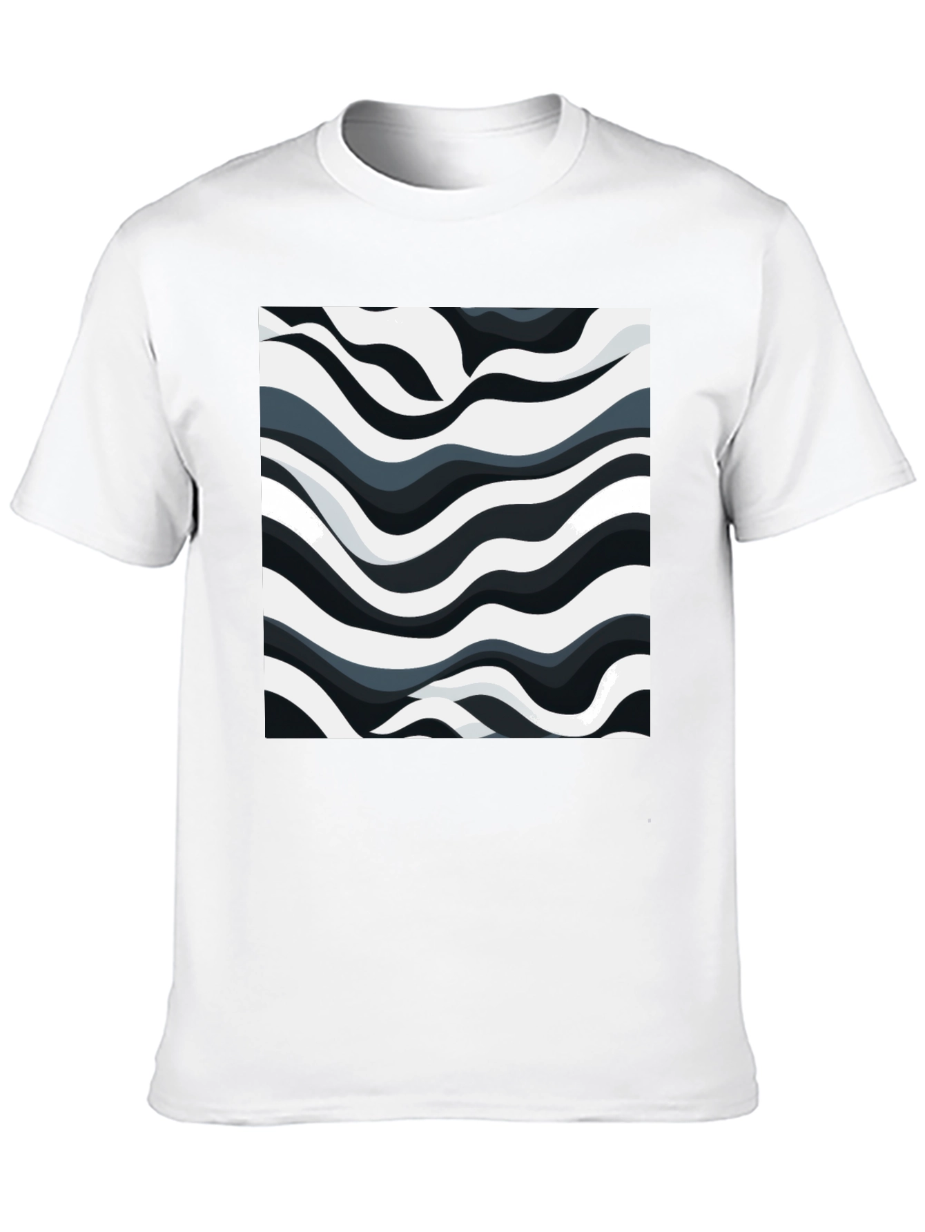 Abstract Wave Pattern Black T-Shirt