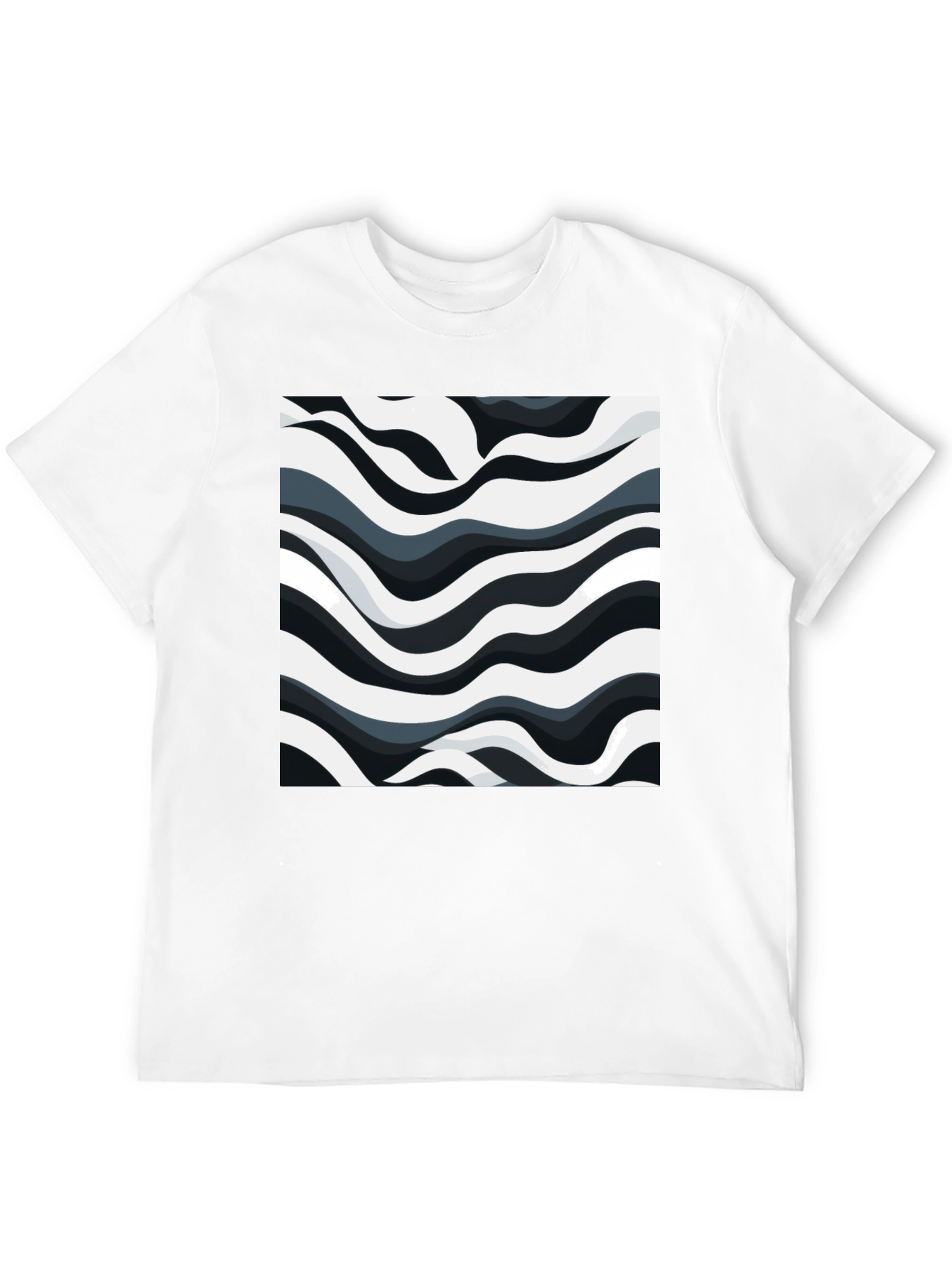 Abstract Wave Pattern Black T-Shirt