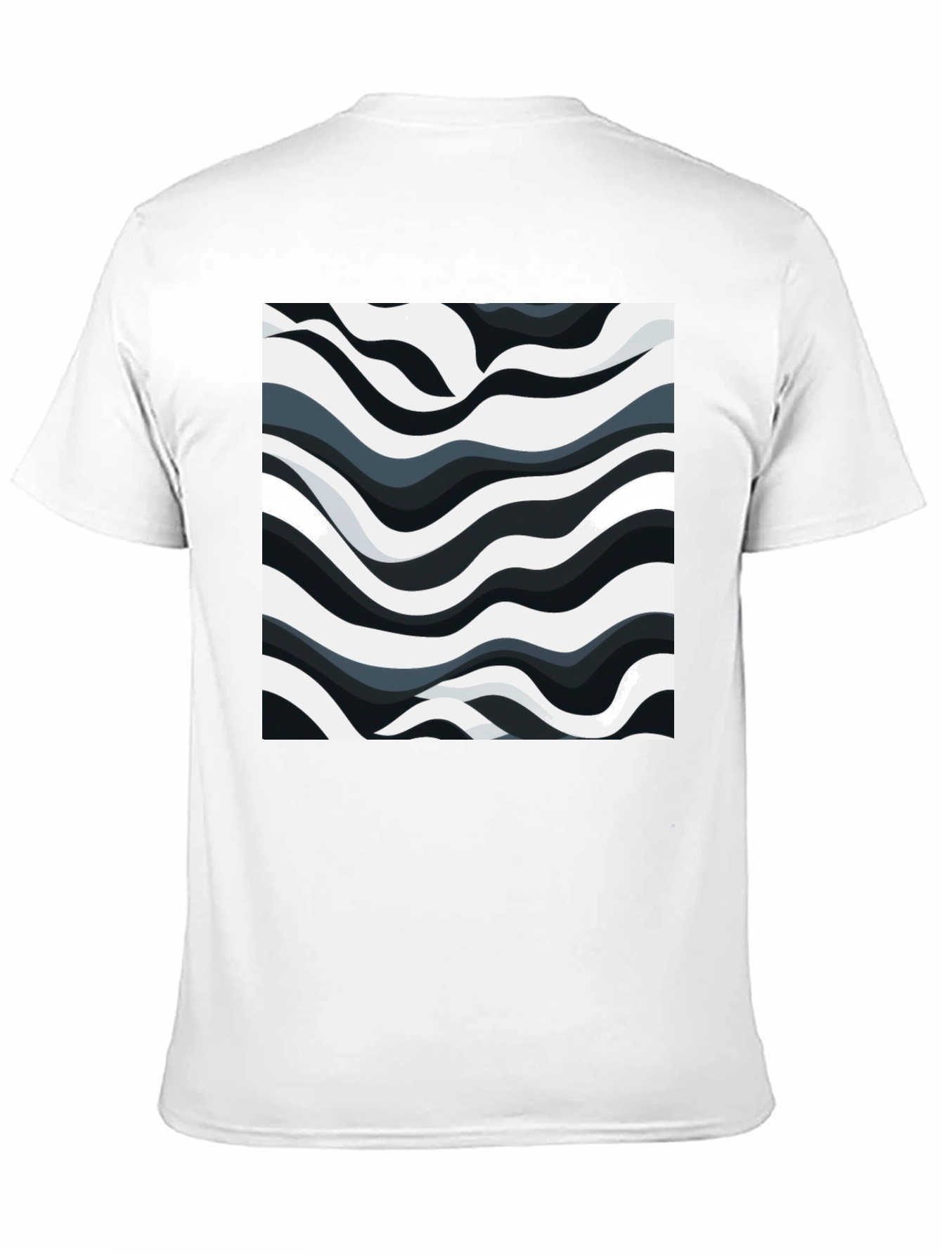 Abstract Wave Pattern Black T-Shirt