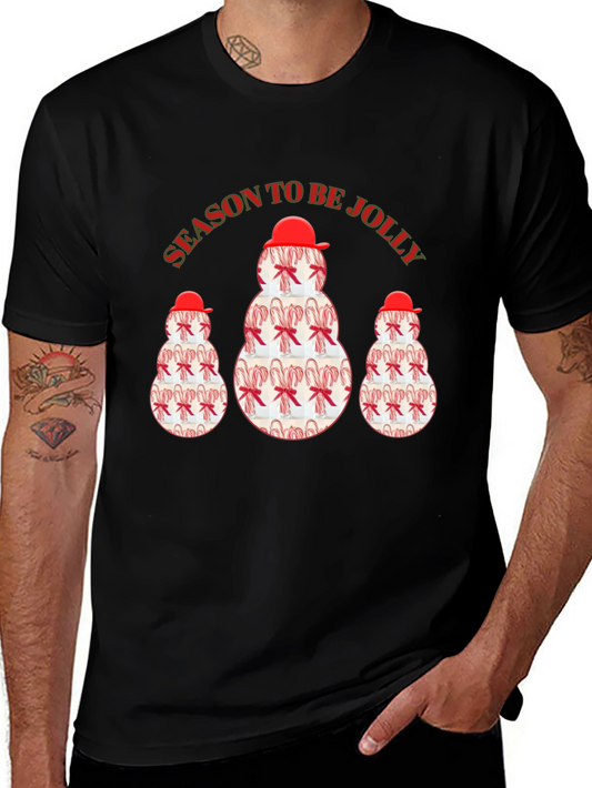 Season To Be Jolly Candy Cane Snowman T-Shirt