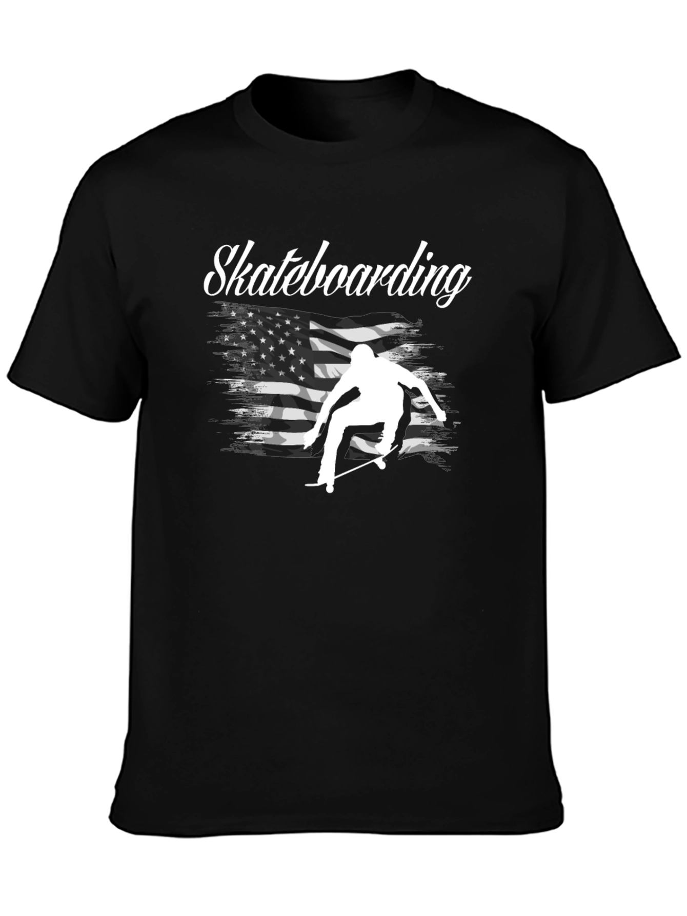 Skateboarding USA Flag Graphic T-Shirt