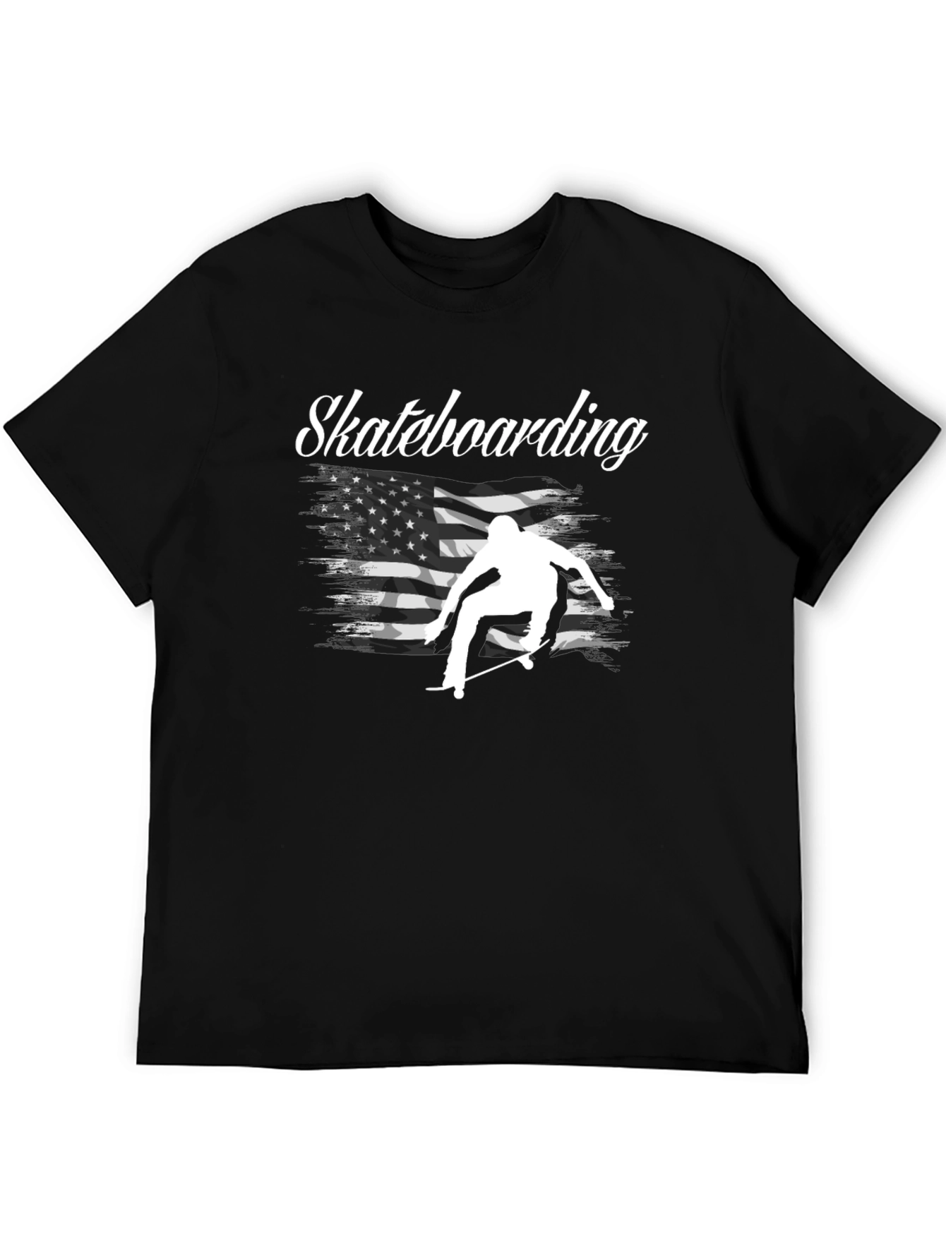 Skateboarding USA Flag Graphic T-Shirt