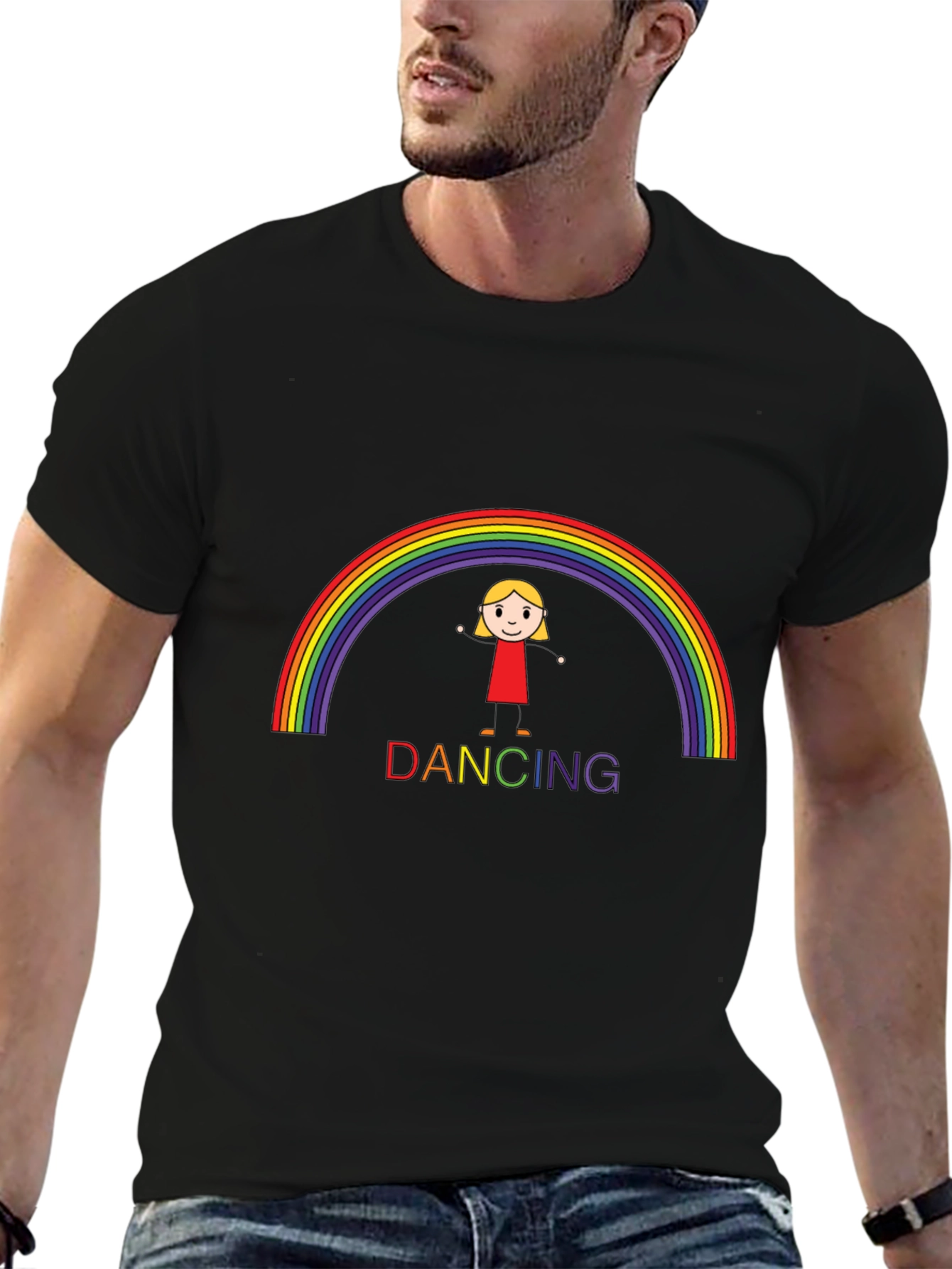 Rainbow Dancing Girl Graphic T-Shirt