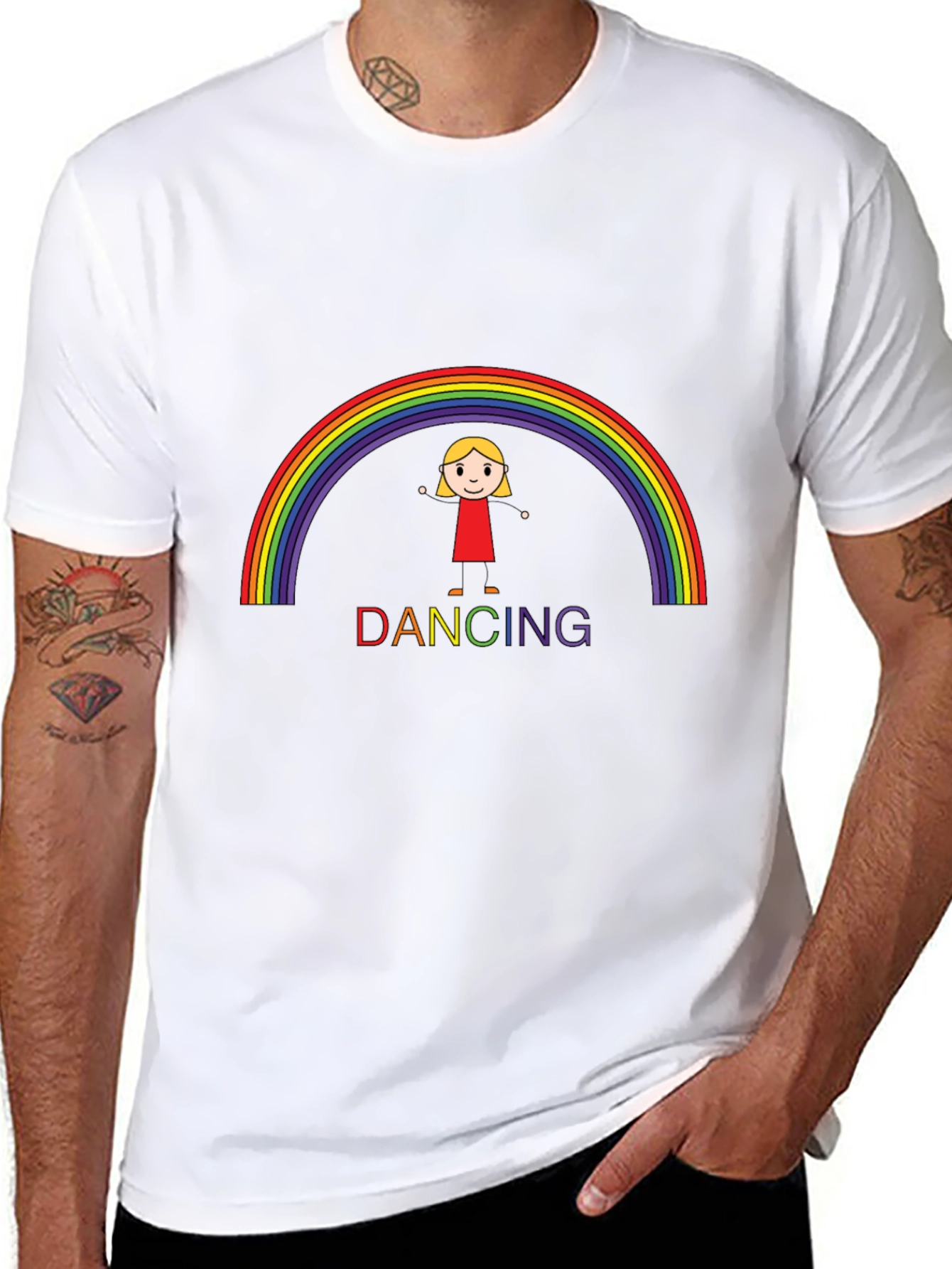 Rainbow Dancing Girl Graphic T-Shirt