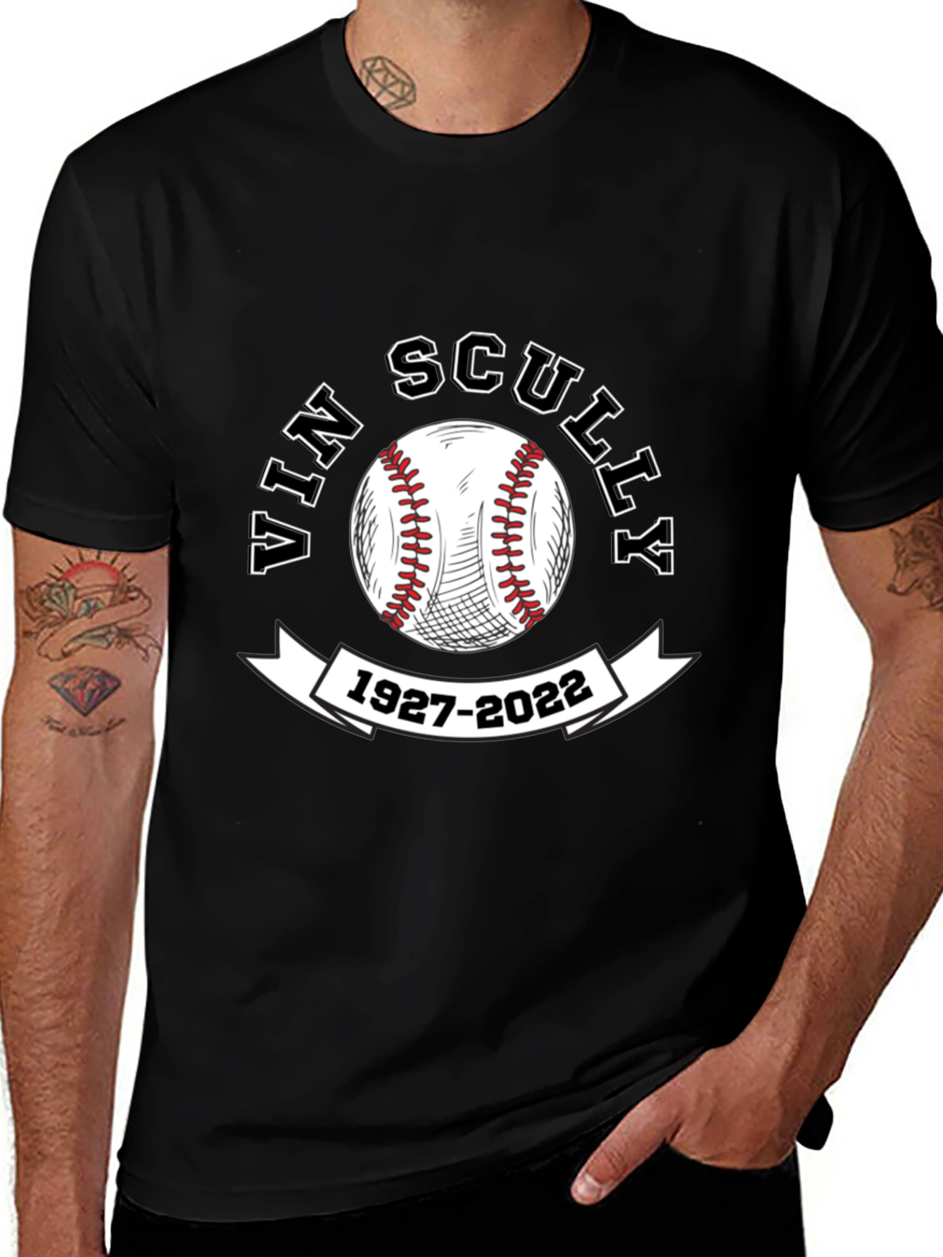 Vin Scully Memorial Baseball T-Shirt 1927-2022