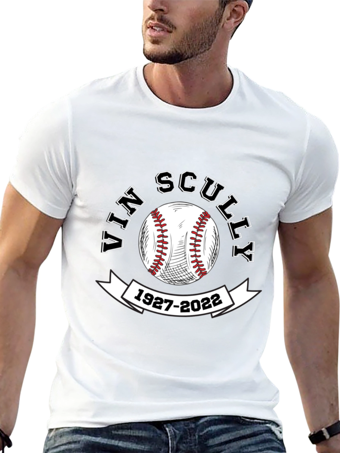 Vin Scully Memorial Baseball T-Shirt 1927-2022