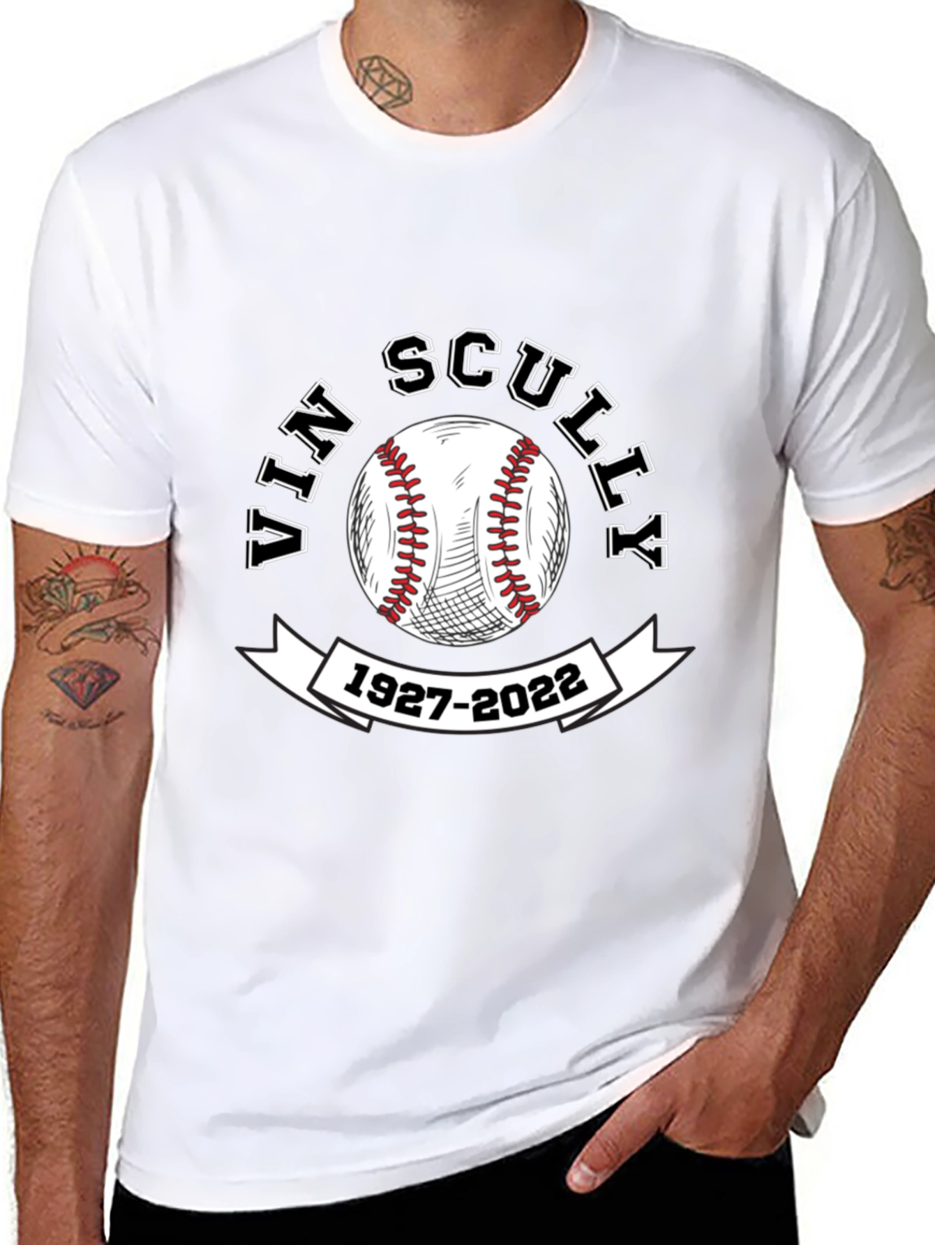 Vin Scully Memorial Baseball T-Shirt 1927-2022