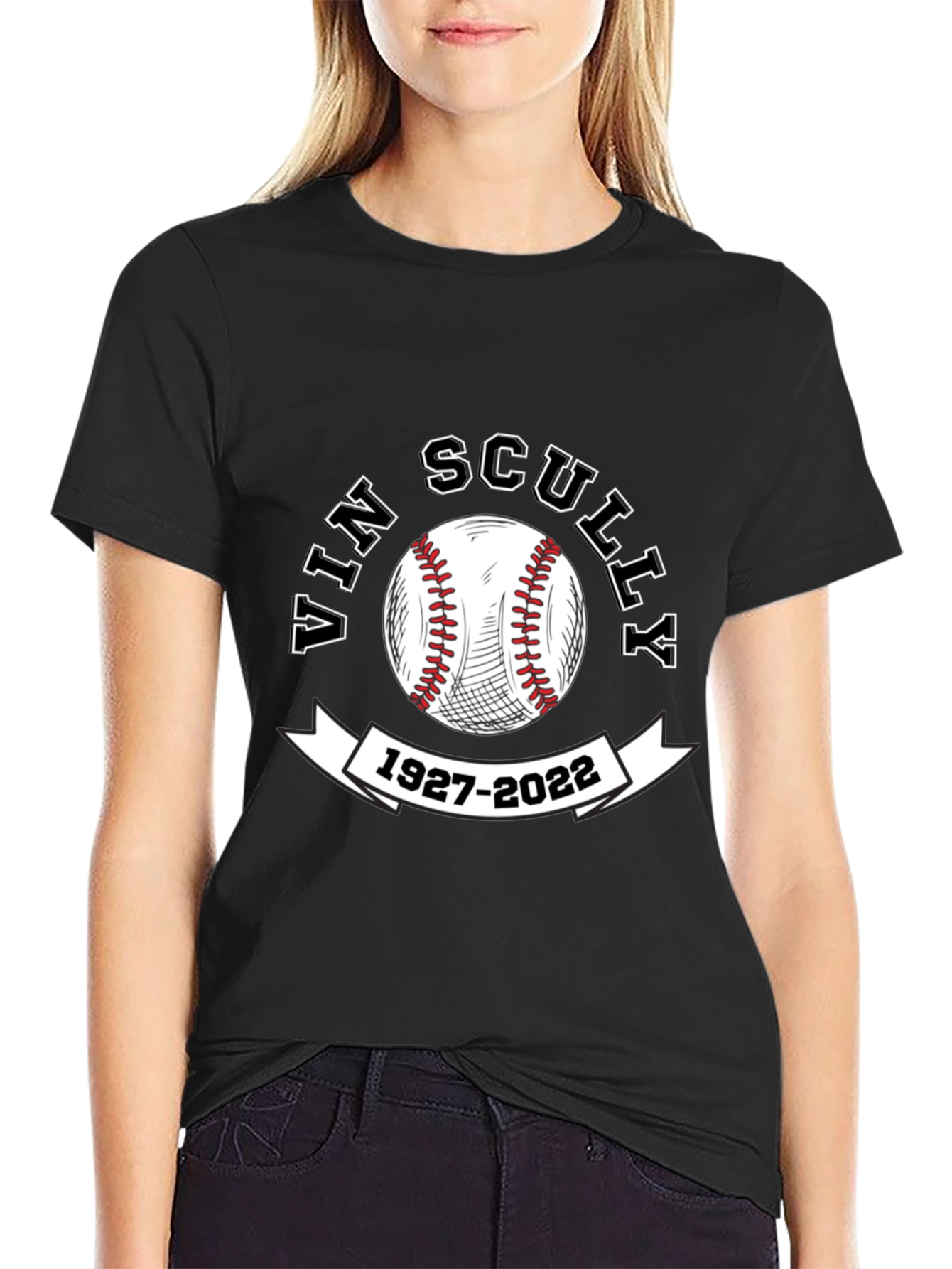 Vin Scully Memorial Baseball T-Shirt 1927-2022