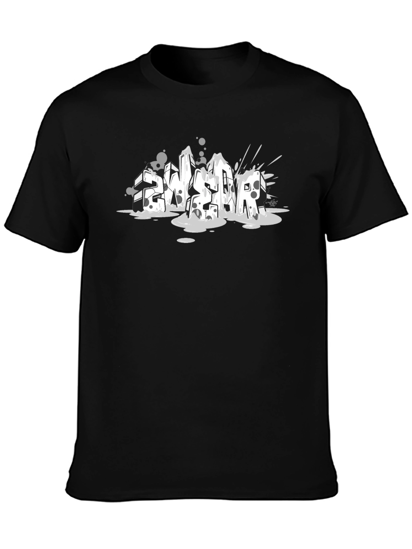 Abstract Graffiti Style Black T-Shirt