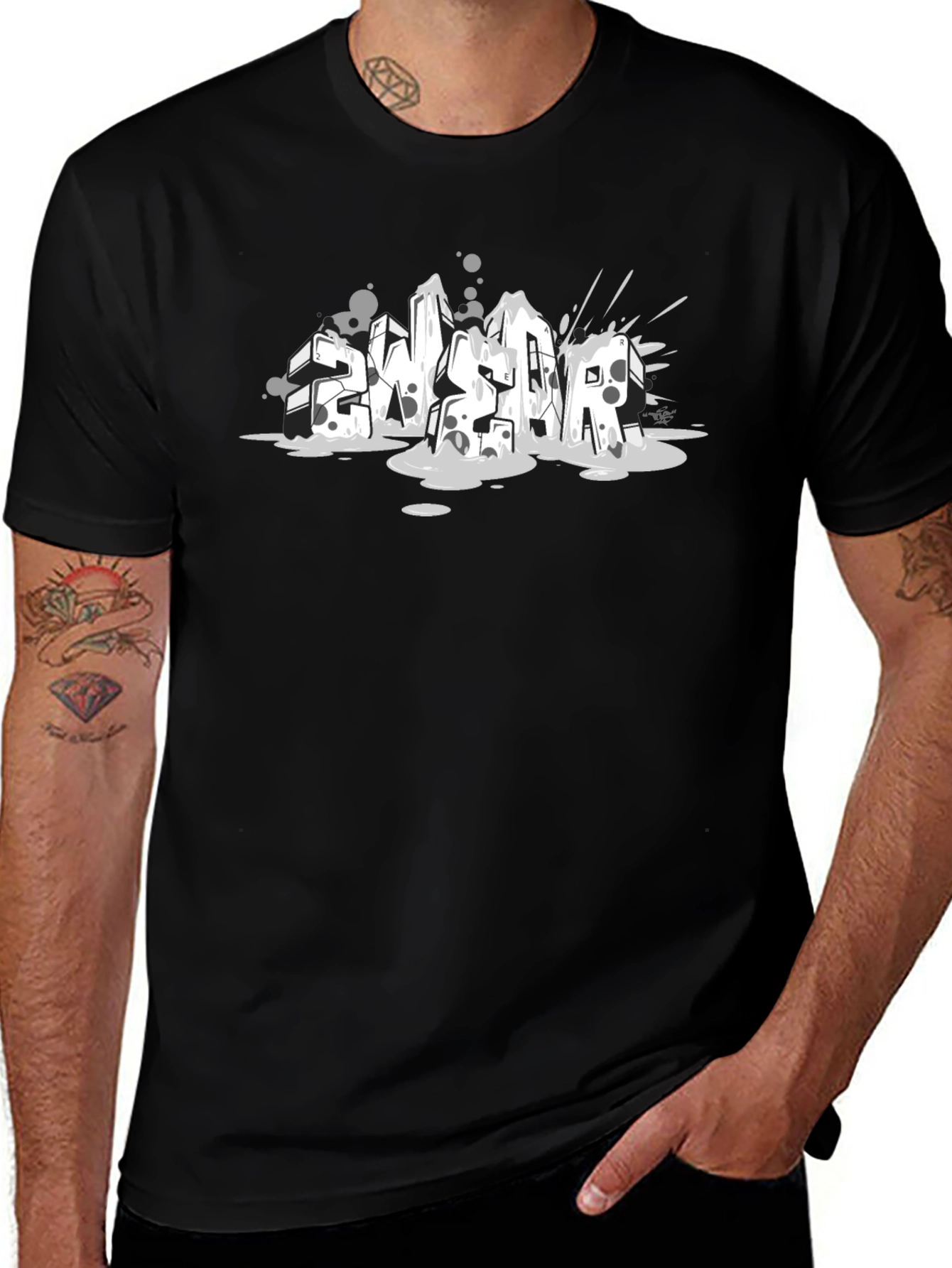 Abstract Graffiti Style Black T-Shirt