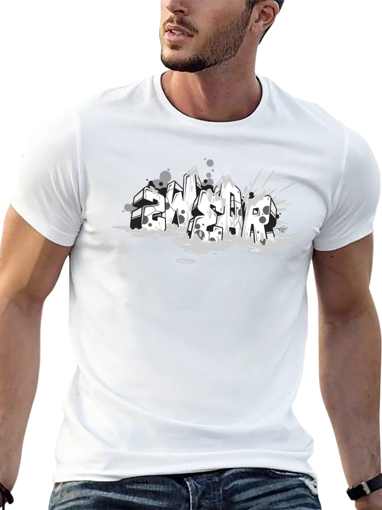 Abstract Graffiti Style Black T-Shirt
