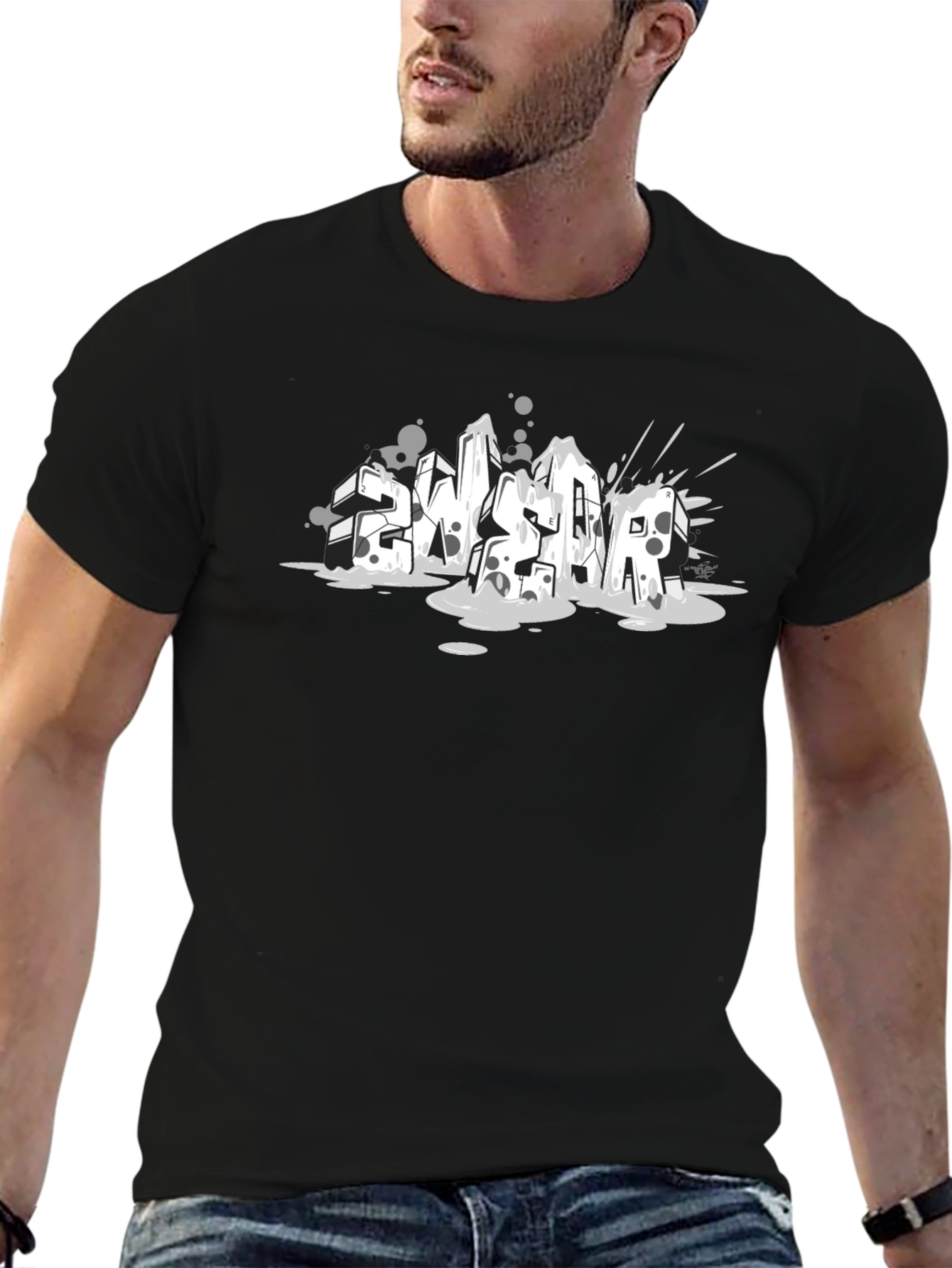 Abstract Graffiti Style Black T-Shirt
