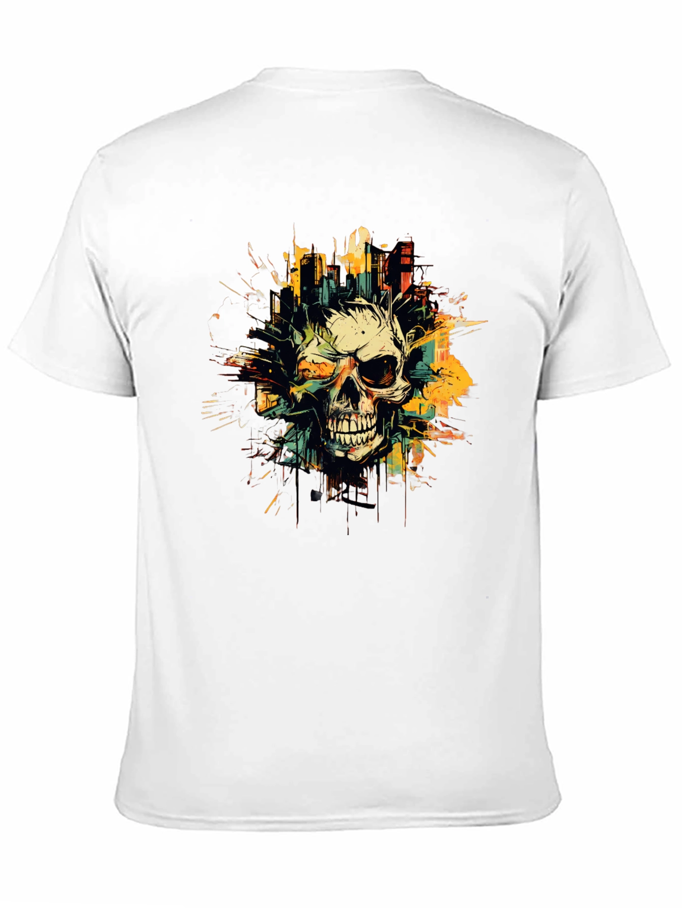 Skull City Graphic Tee - Black Cotton