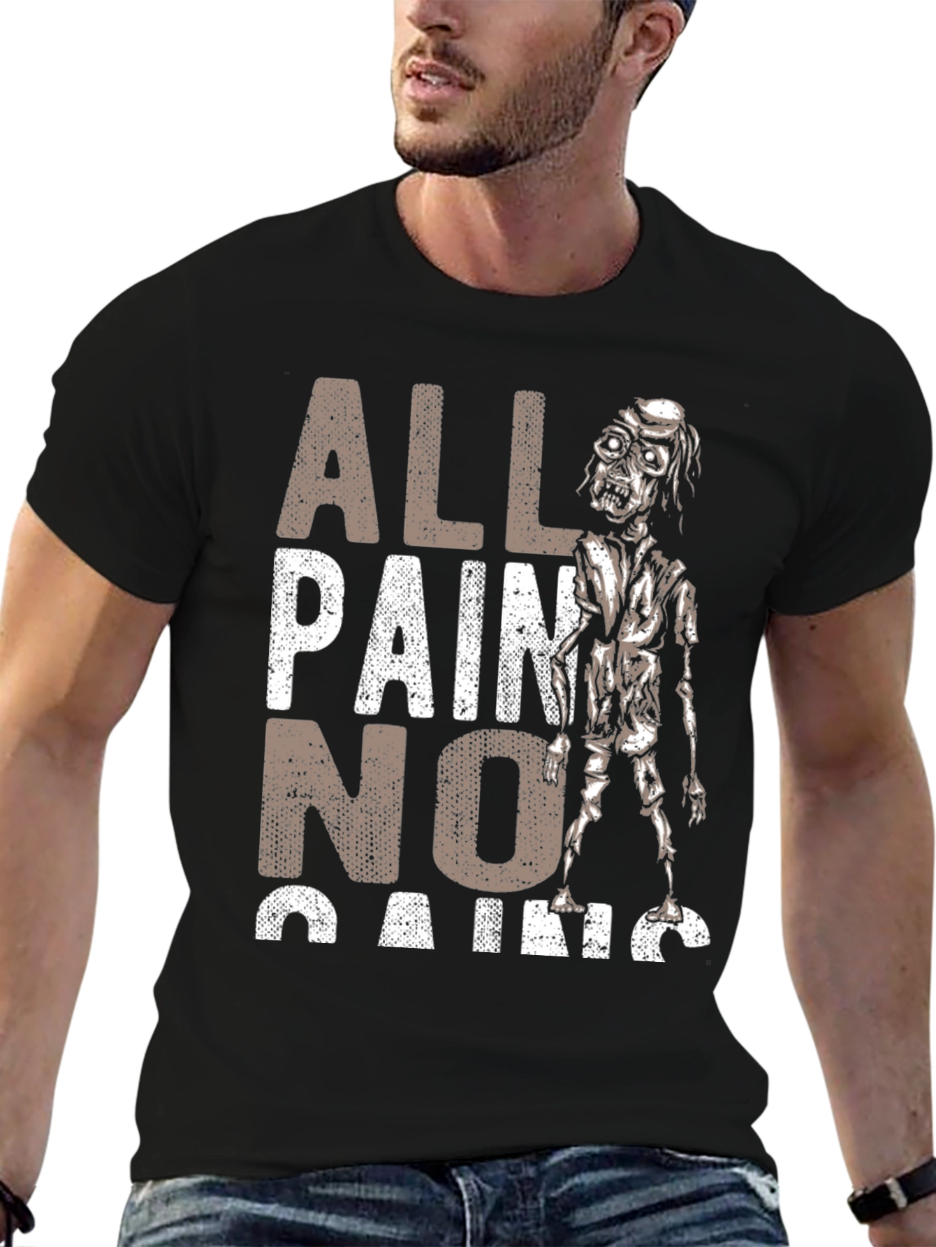 All Pain No Gains Zombie Graphic T-Shirt