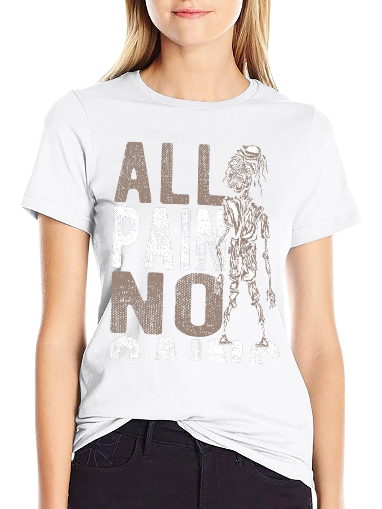 All Pain No Gains Zombie Graphic T-Shirt