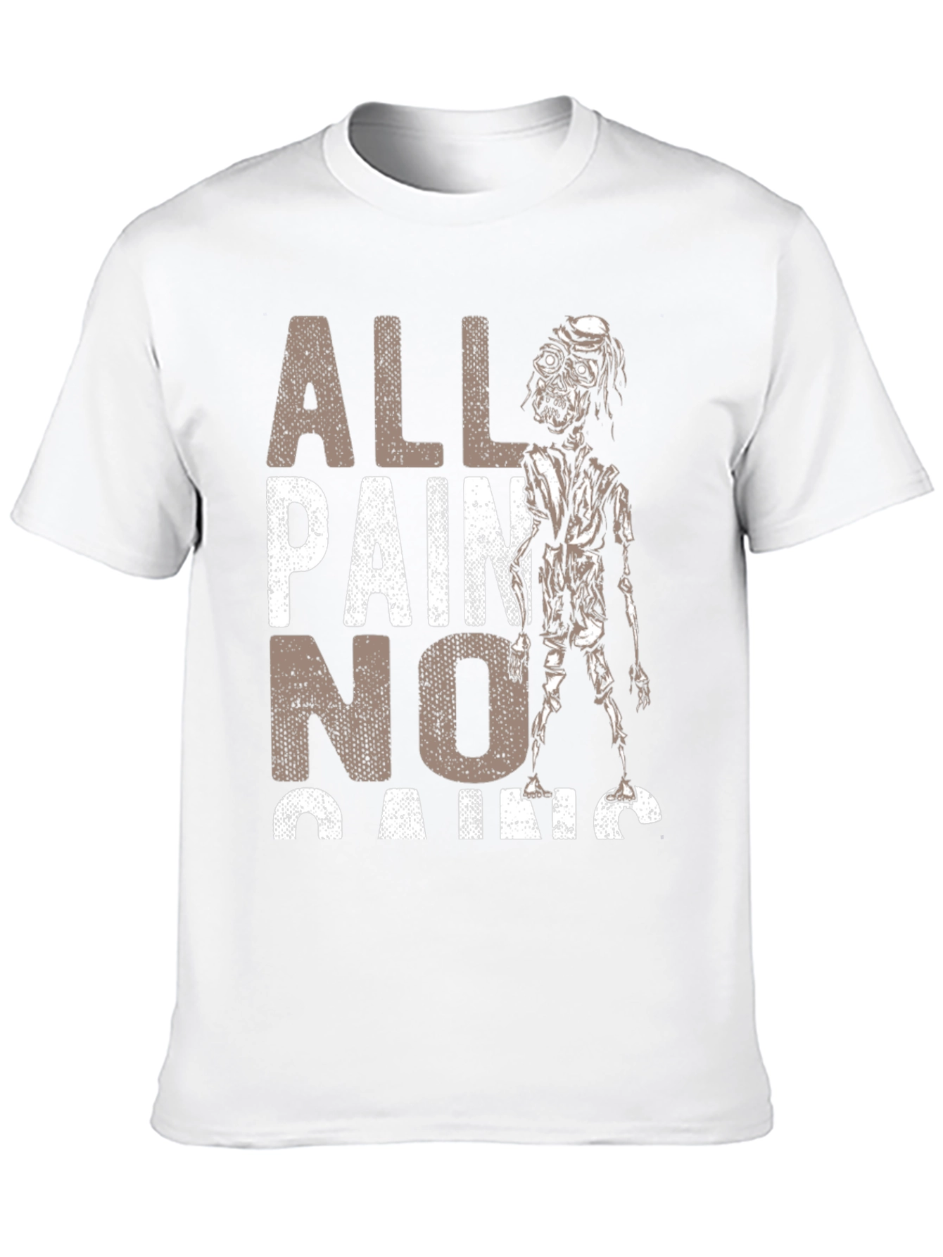 All Pain No Gains Zombie Graphic T-Shirt