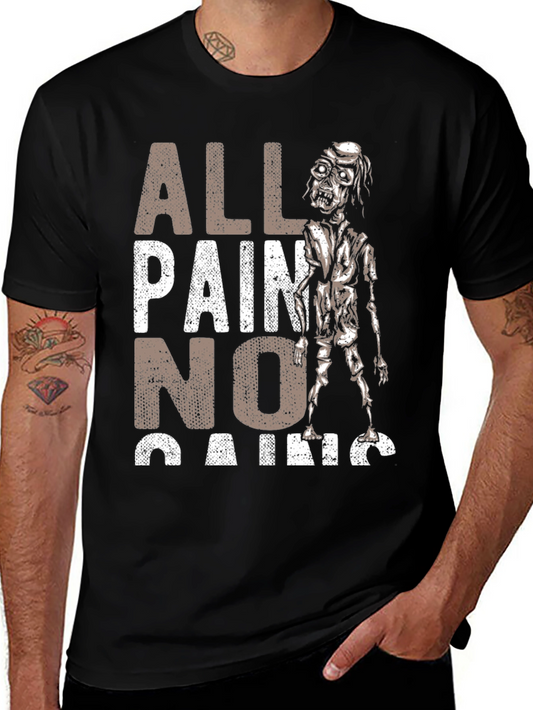 All Pain No Gains Zombie Graphic T-Shirt