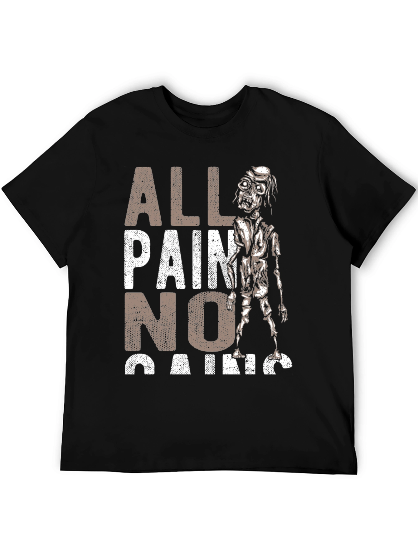 All Pain No Gains Zombie Graphic T-Shirt