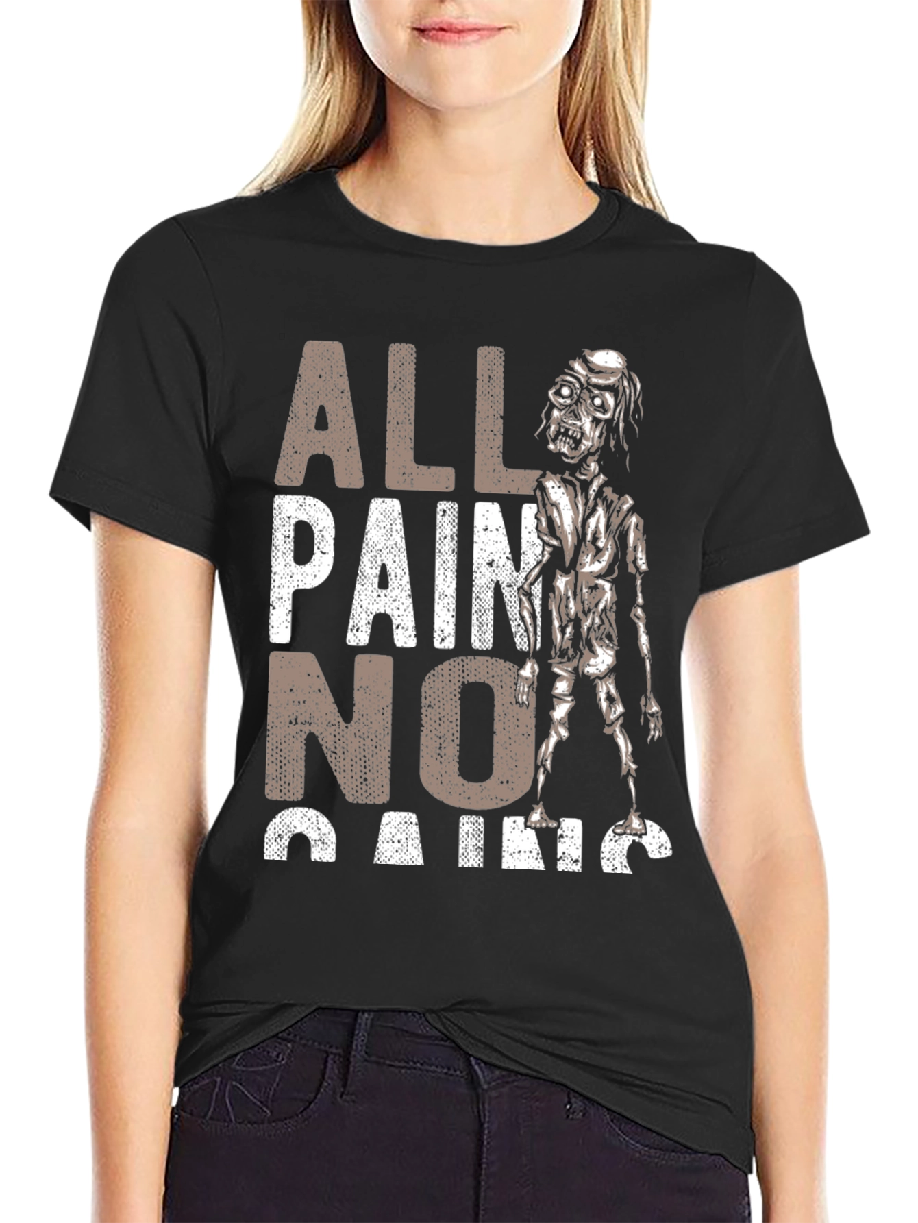 All Pain No Gains Zombie Graphic T-Shirt
