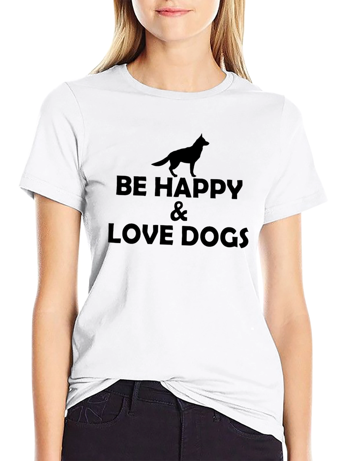 Be Happy & Love Dogs Black T-Shirt