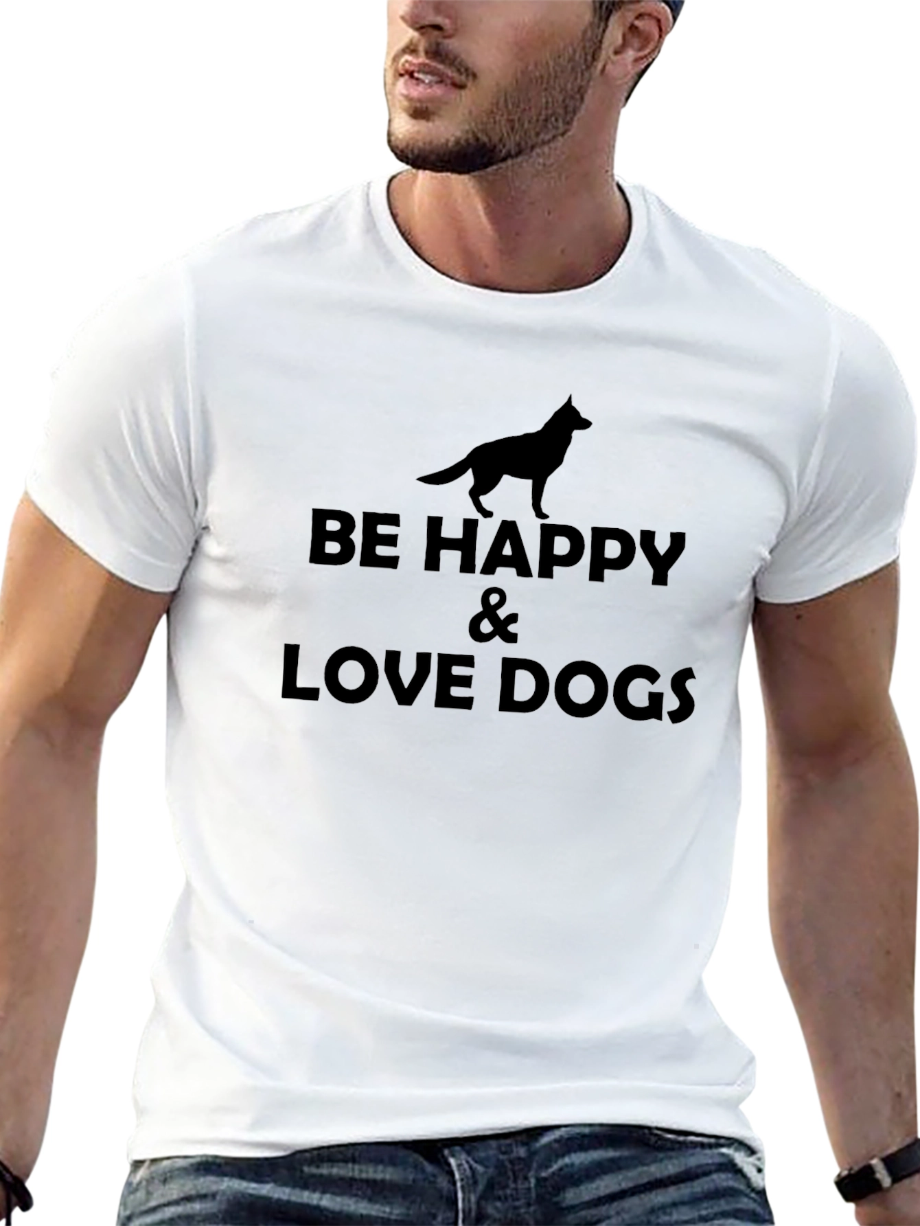 Be Happy & Love Dogs Black T-Shirt