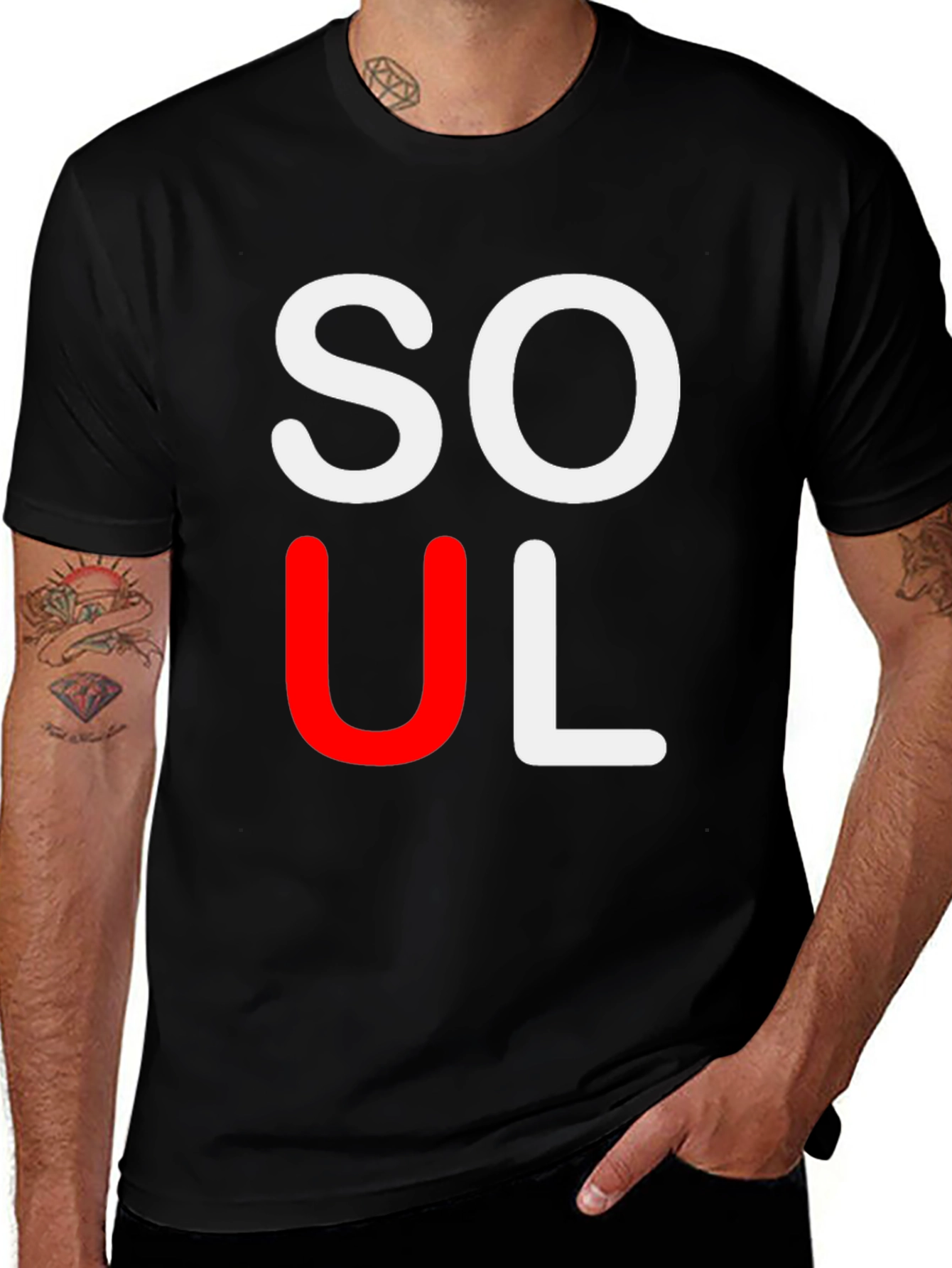 Stylish SOUL Graphic Tee - Black