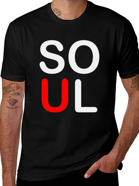 Stylish SOUL Graphic Tee - Black