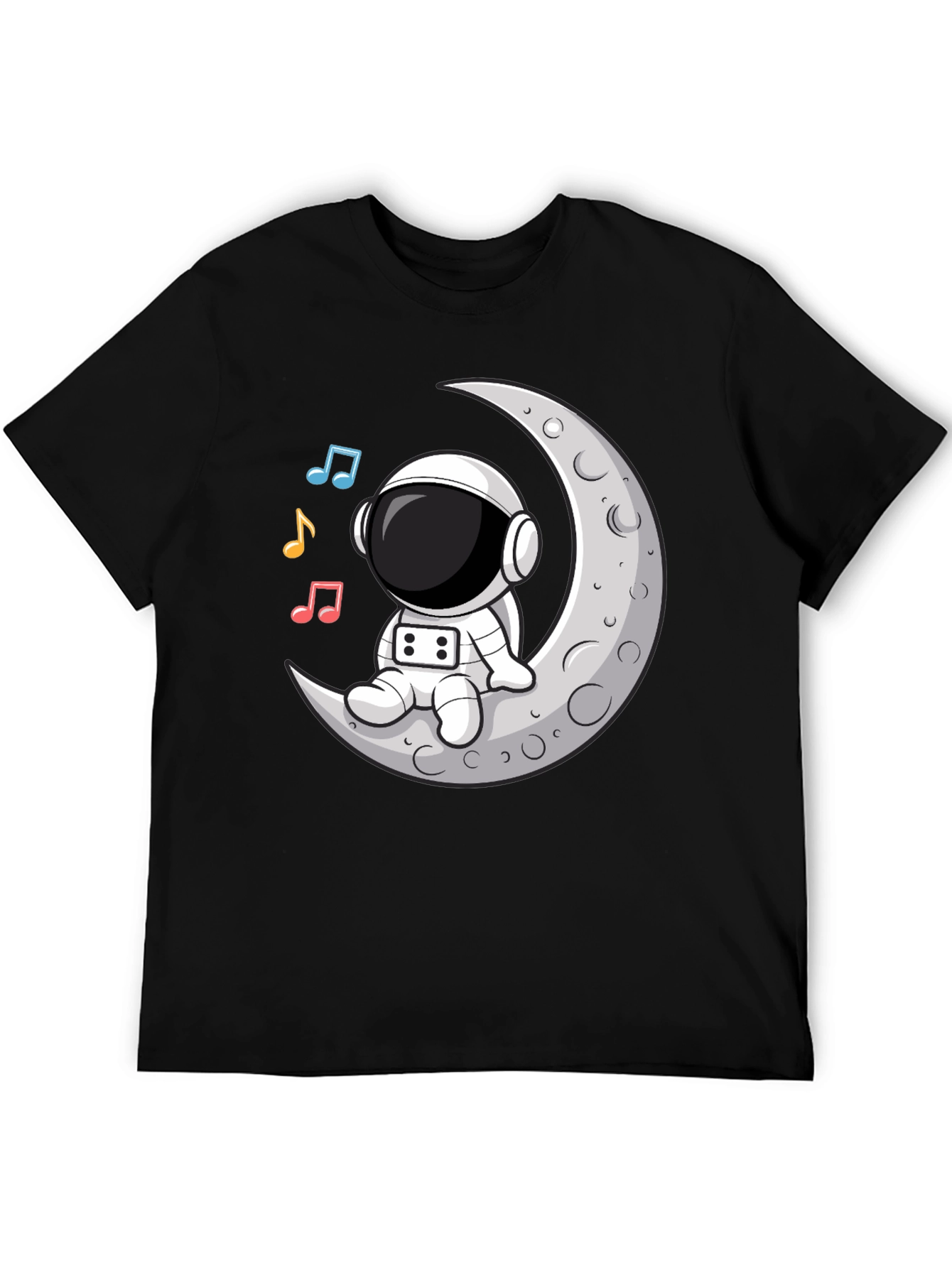 Astronaut Moon Tunes Black T-Shirt