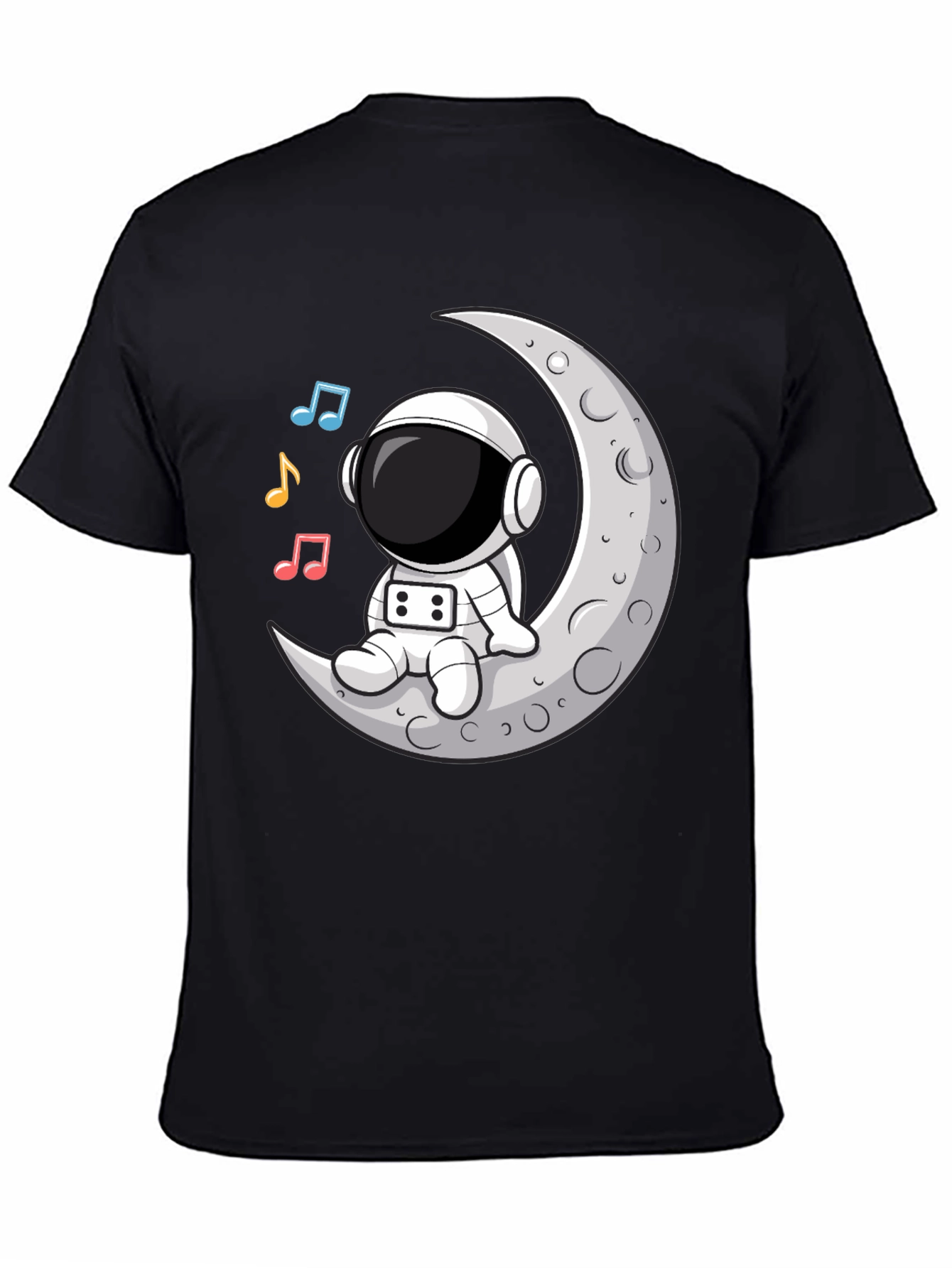 Astronaut Moon Tunes Black T-Shirt