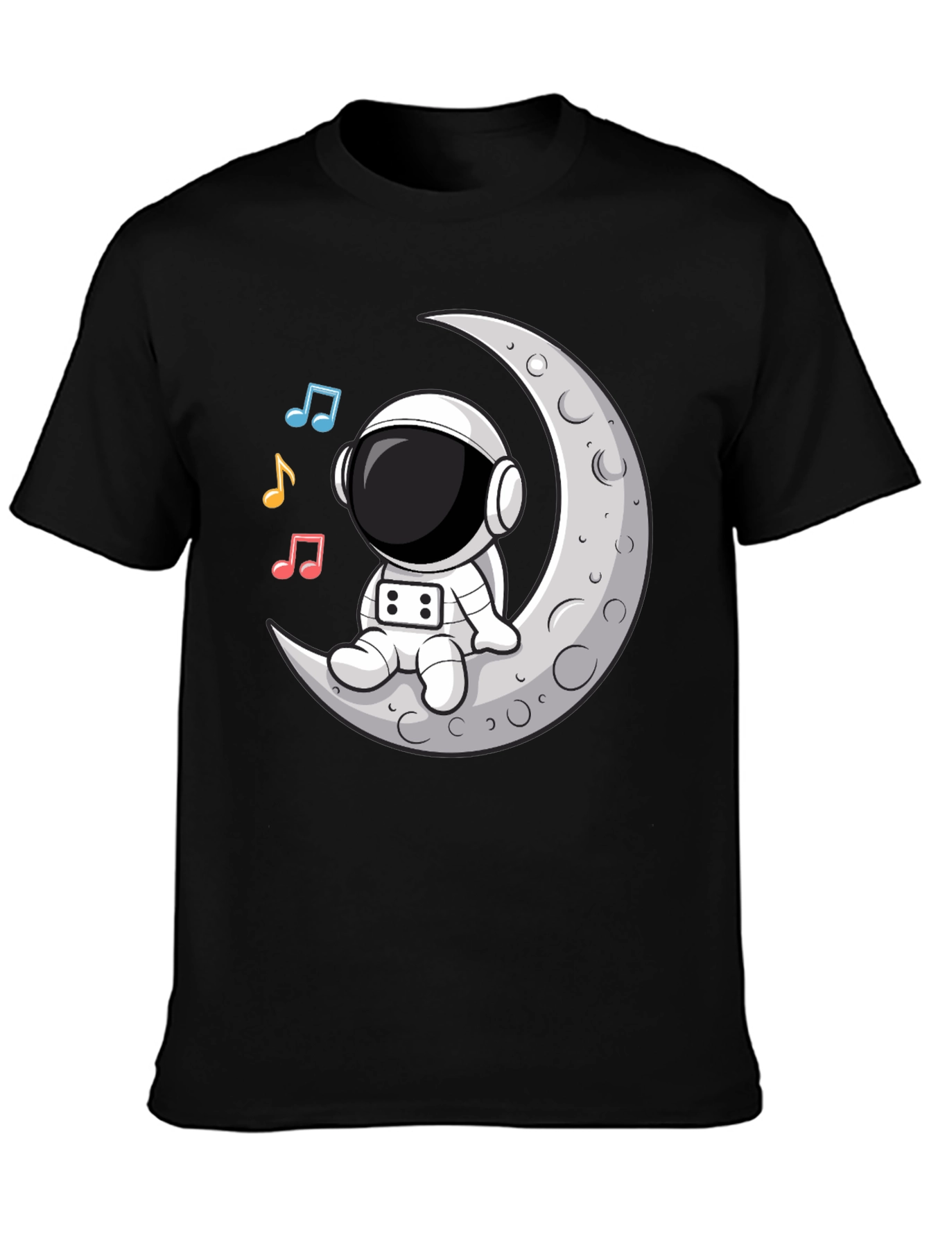 Astronaut Moon Tunes Black T-Shirt