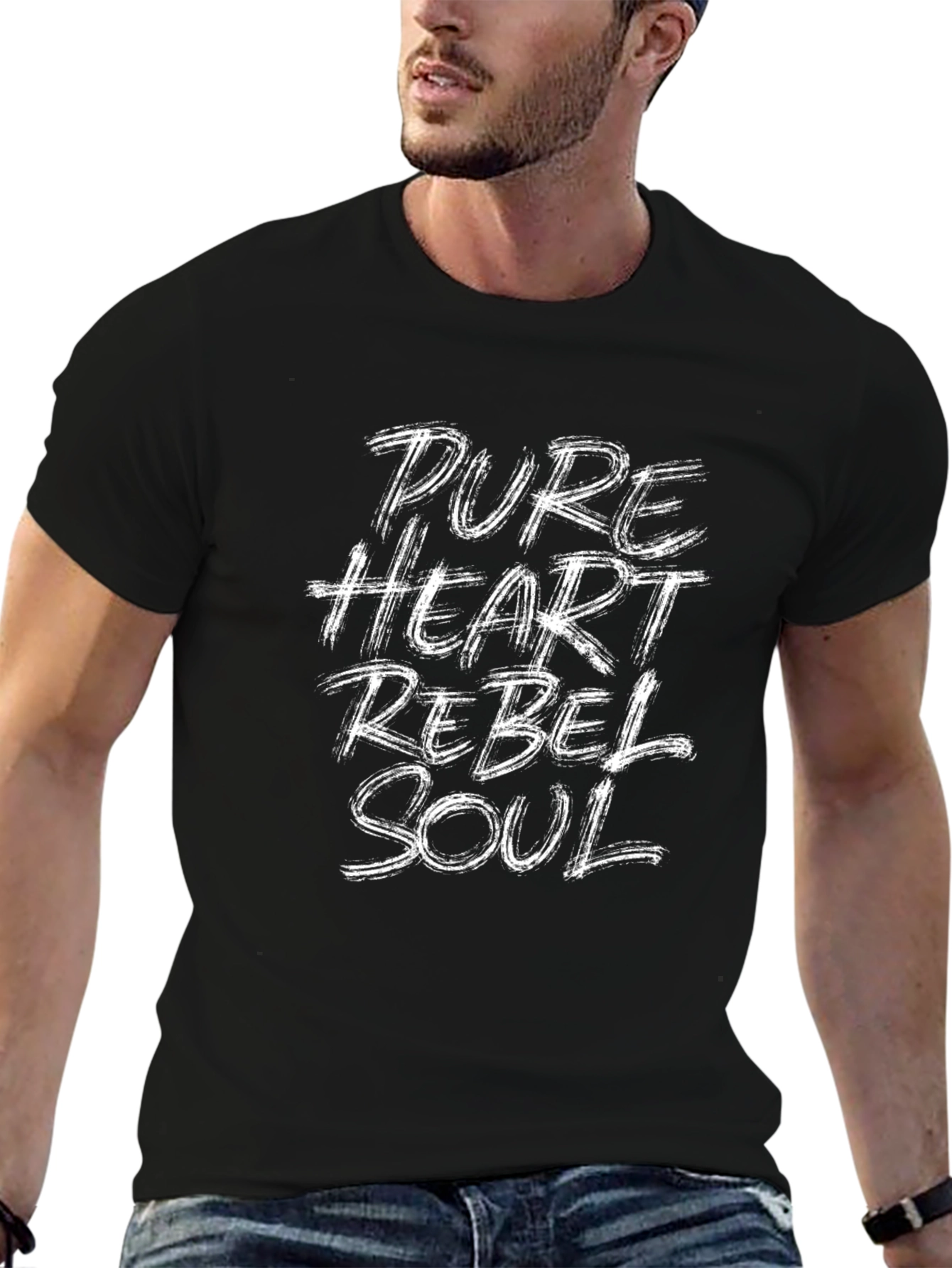Pure Heart Rebel Soul Black Graphic Tee