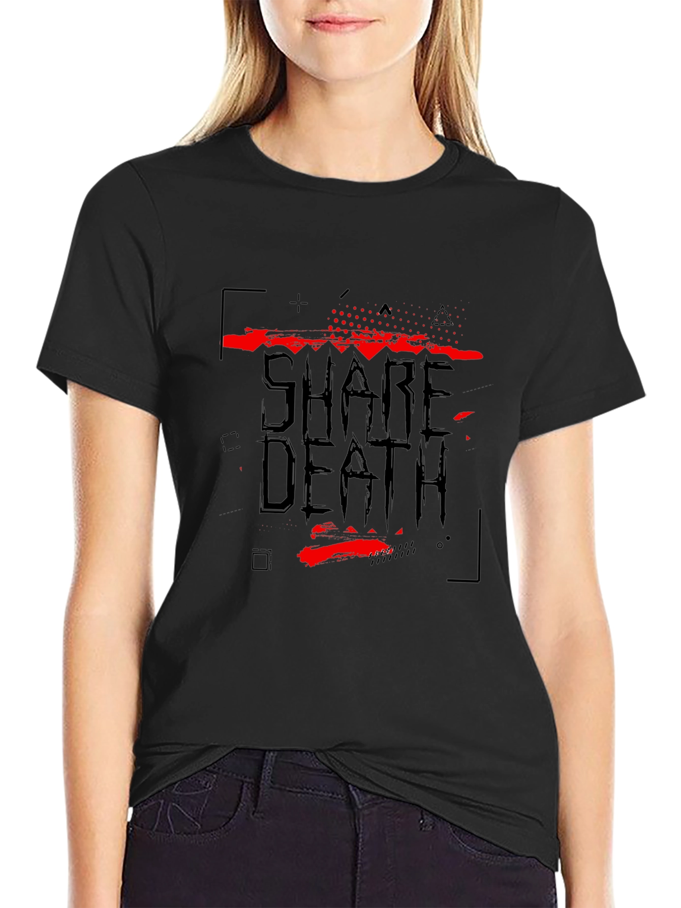 Share Death Graphic Print Black T-Shirt