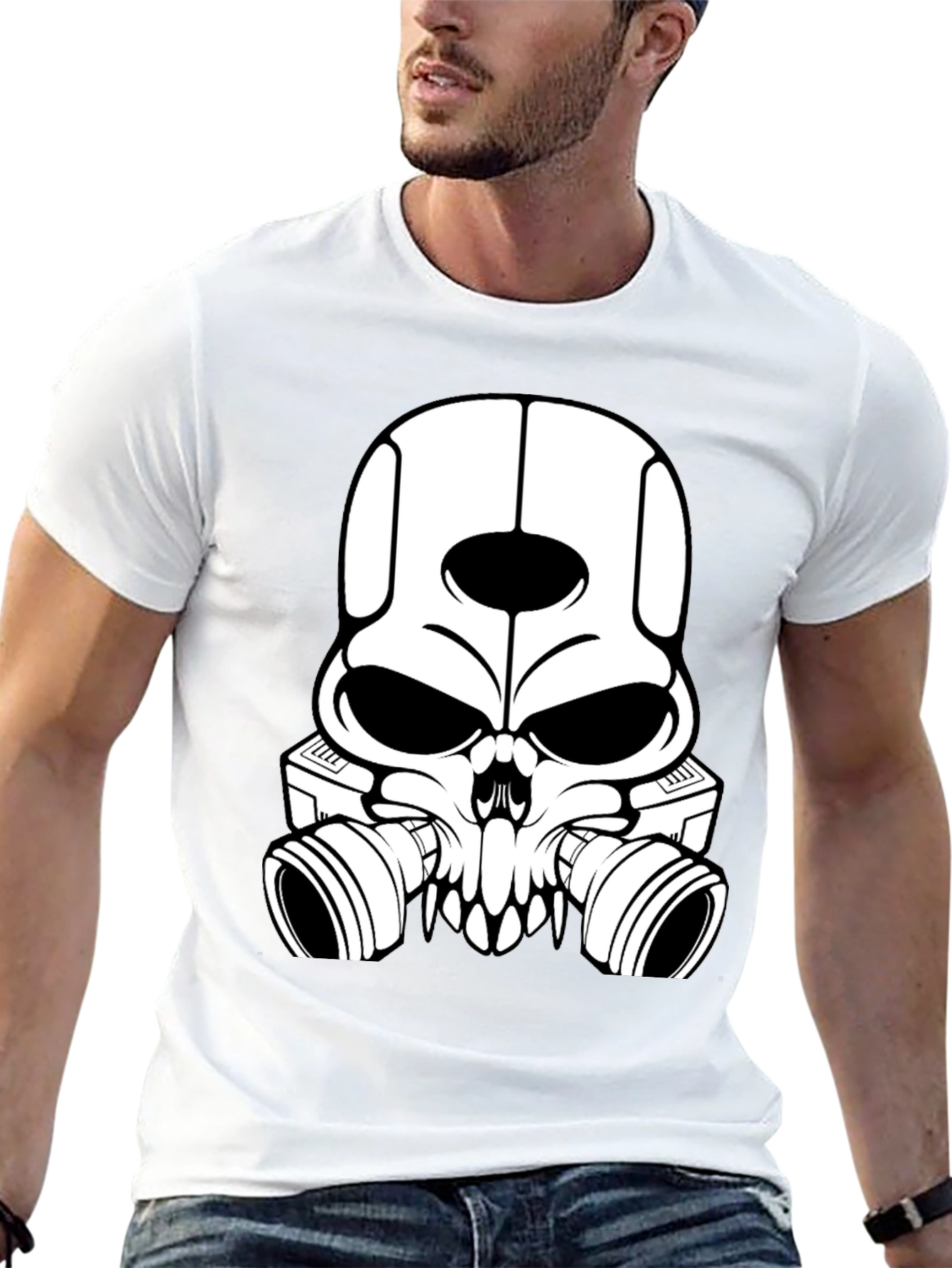 Skull Gas Mask Graphic T-Shirt - Mens Black Tee