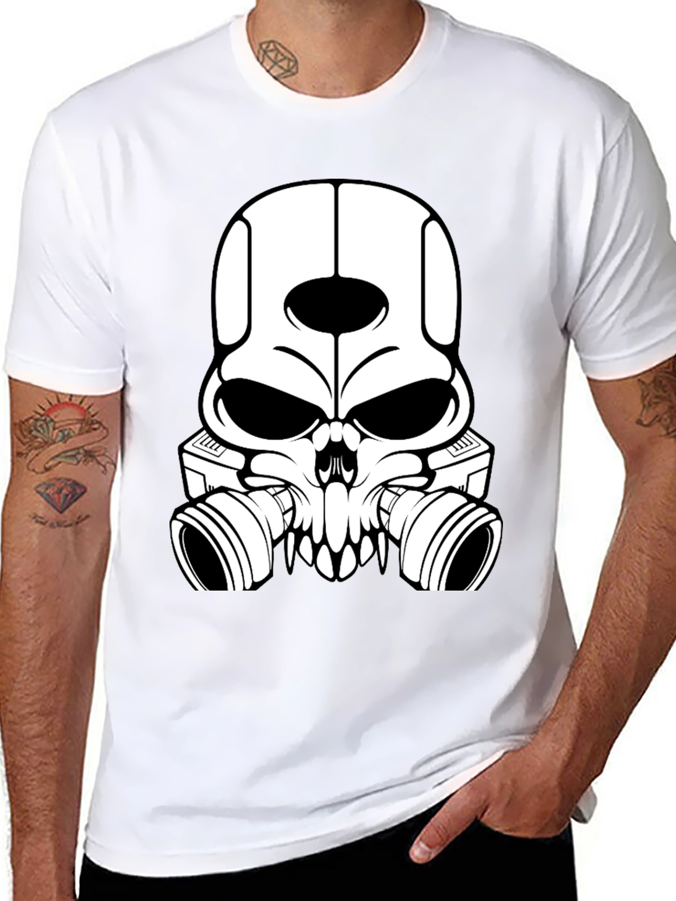 Skull Gas Mask Graphic T-Shirt - Mens Black Tee