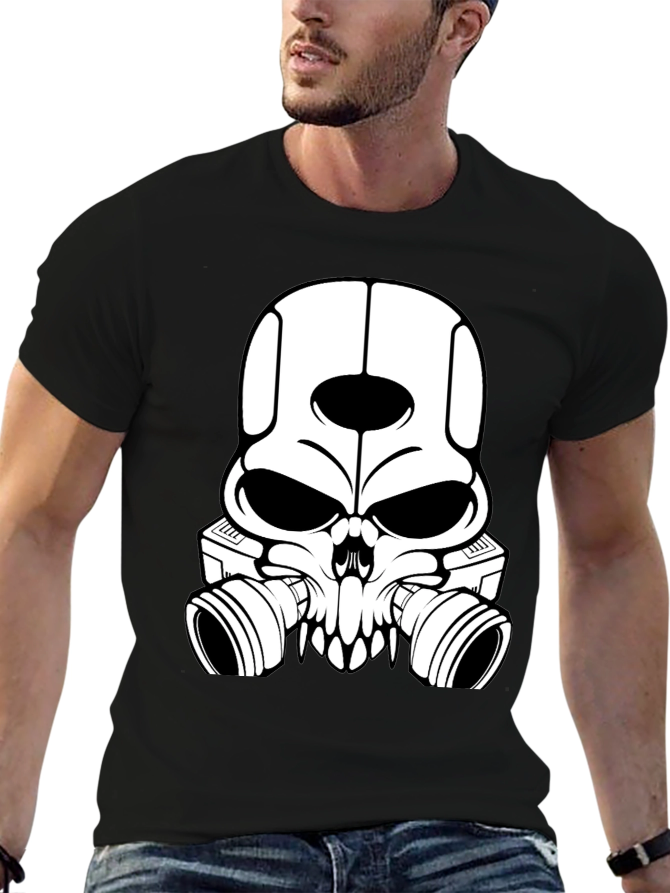 Skull Gas Mask Graphic T-Shirt - Mens Black Tee