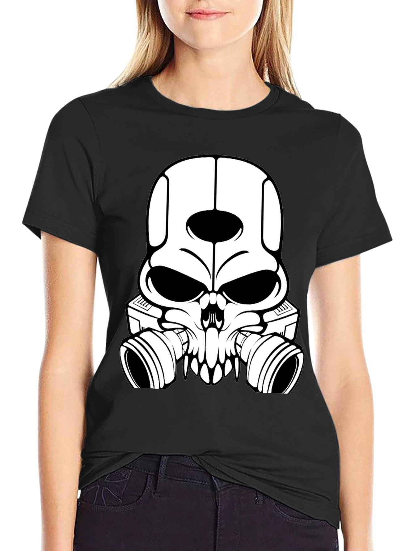 Skull Gas Mask Graphic T-Shirt - Mens Black Tee