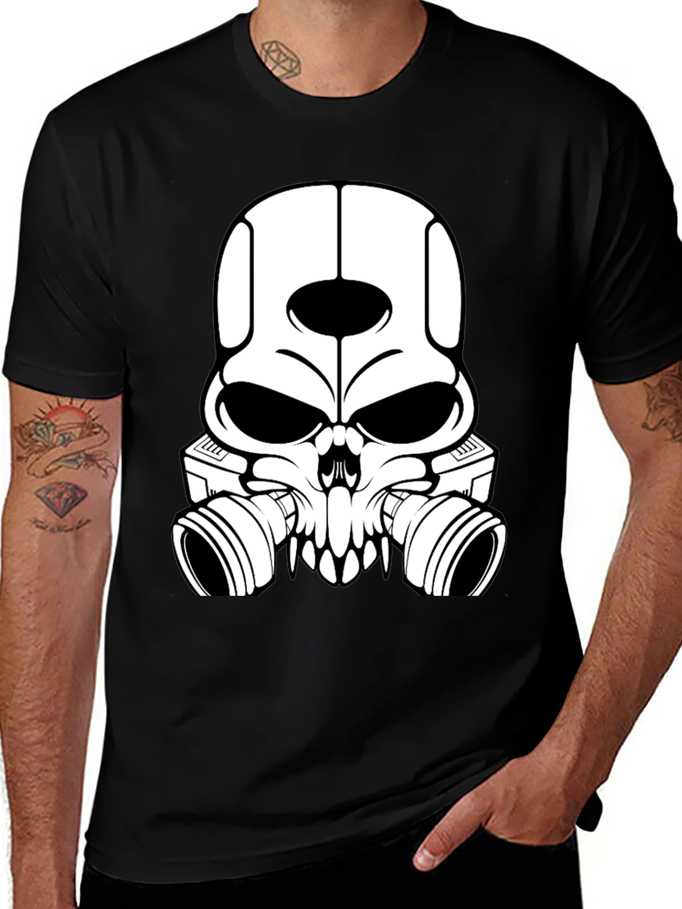 Skull Gas Mask Graphic T-Shirt - Mens Black Tee